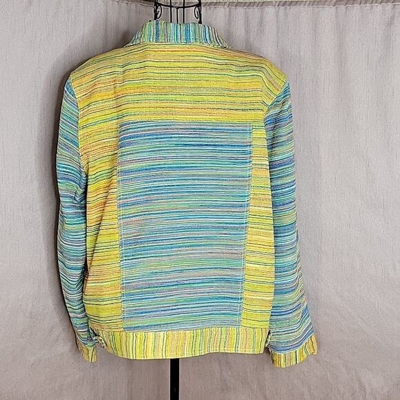 DRAPERS AND DAMONS Blue, Yellow, Red Striped Jacket Large - Picture 7 of 8